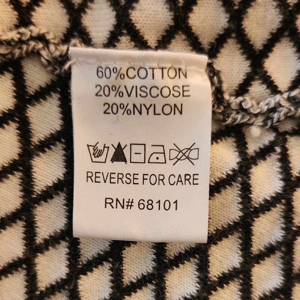 Belldini Black and White Knit Opem Cardigan Size XL - Picture 5 of 6